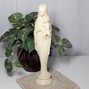 1940s Madonna Virgin Mary & Baby Jesus Child Figurine Italy 10"